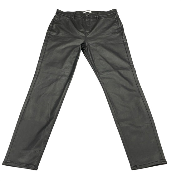 LOFT Denim - LOFT The Skinny Coated Jeans Black Faux Leather Look Pants Size 30 10 High Rise‎